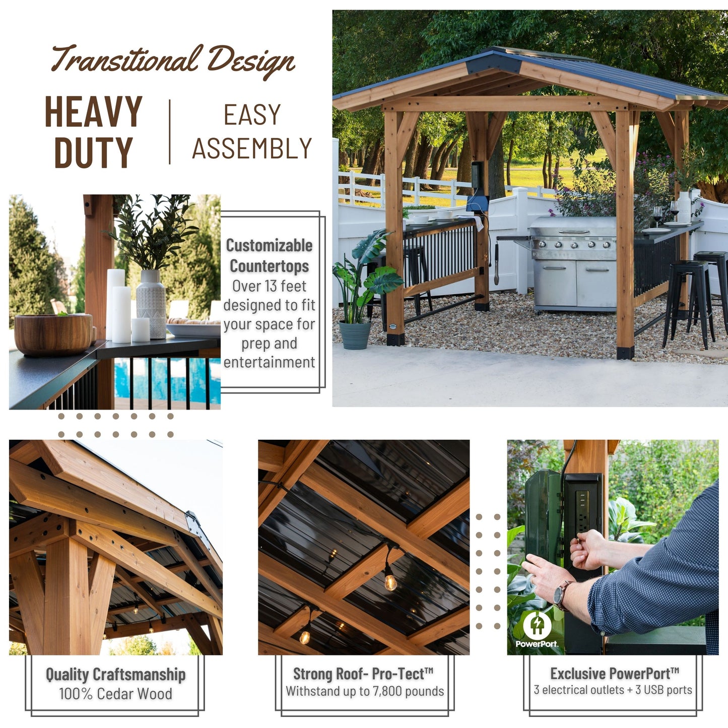 Granada Grill Gazebo with Outdoor Bar