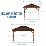12' x 16' Barrington Wooden Gazebo Kit for Sale