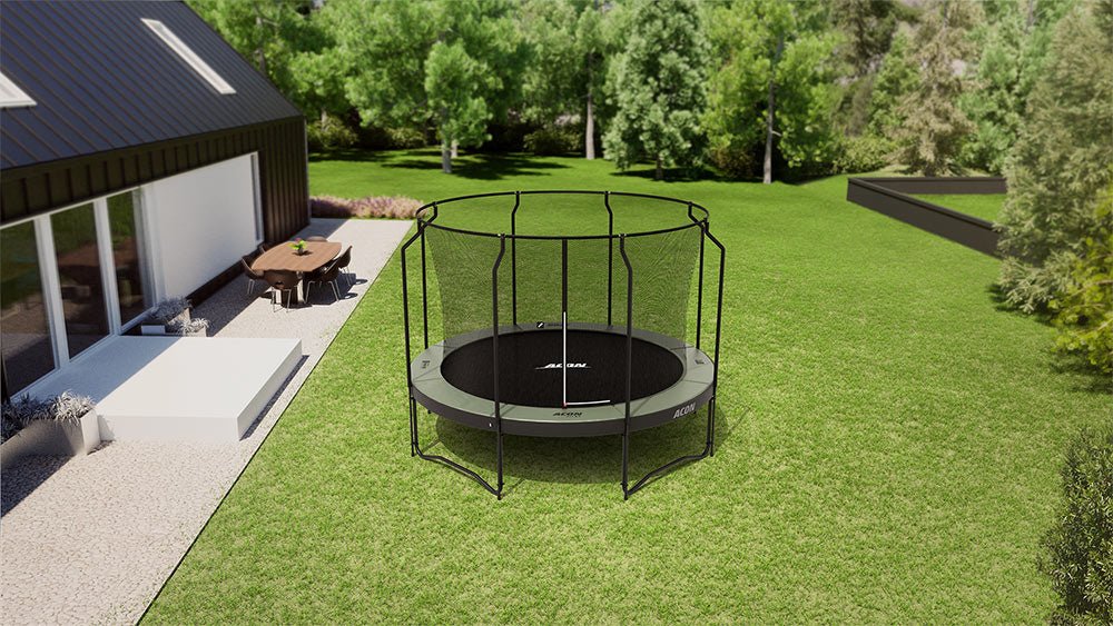 ACON Air 12ft Round Trampoline with Net & Ladder - bearplaygrounds