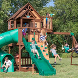 Backyard Discovery Skyfort II Playset with Spiral Tube Slide