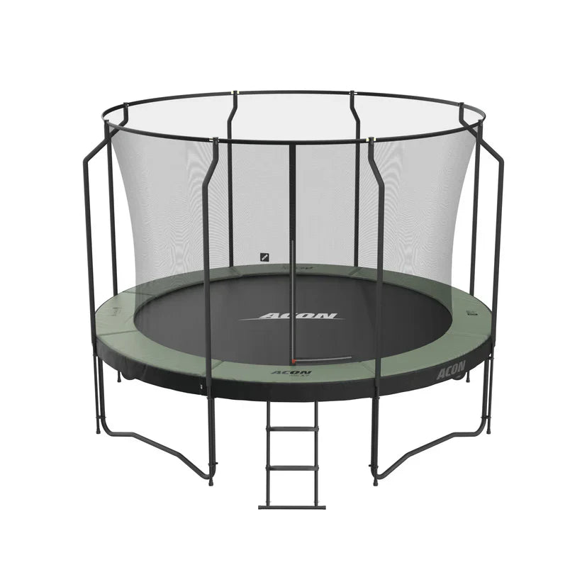 ACON Air 12ft Round Trampoline with Net & Ladder - bearplaygrounds