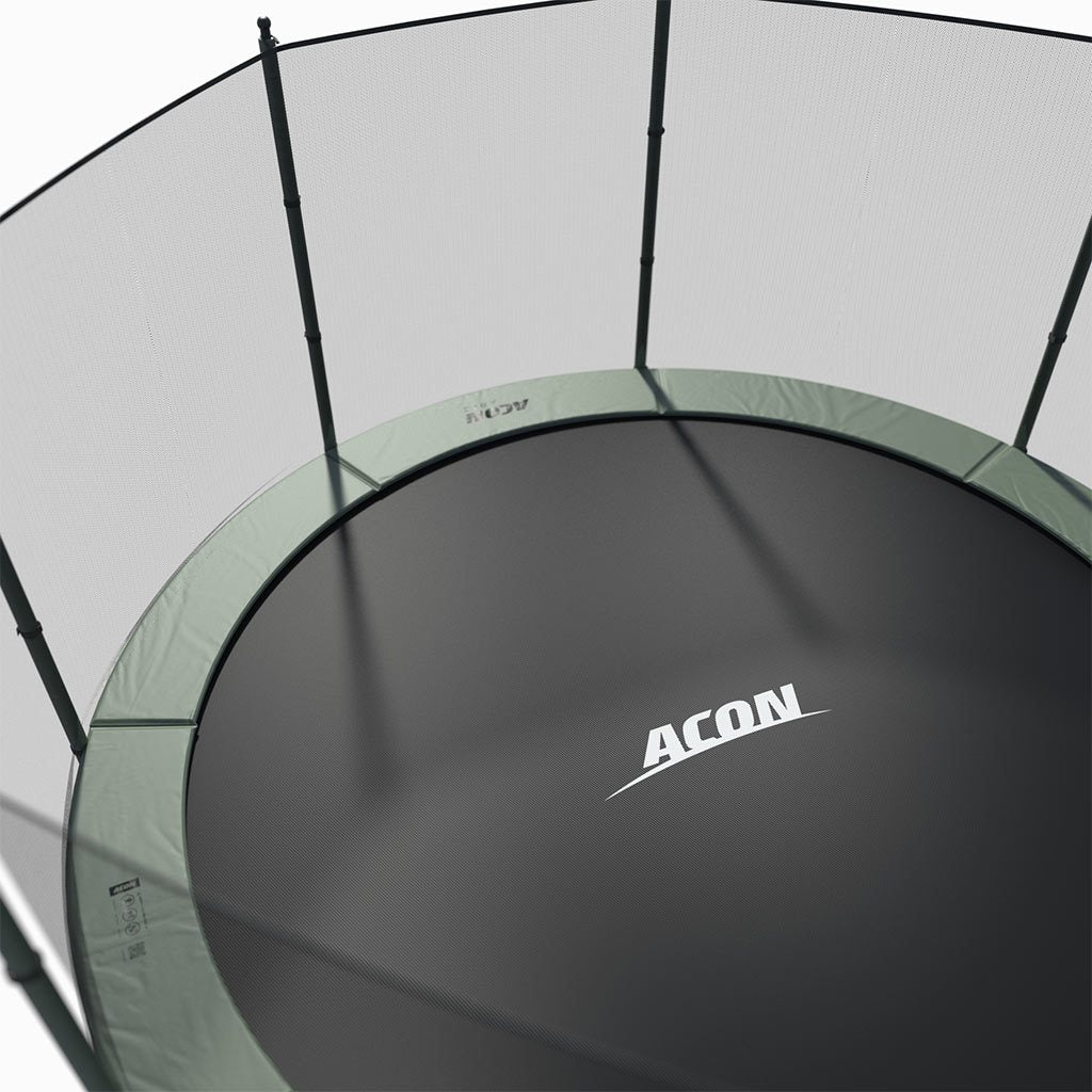 ACON Air 12ft Round Trampoline with Net & Ladder - bearplaygrounds