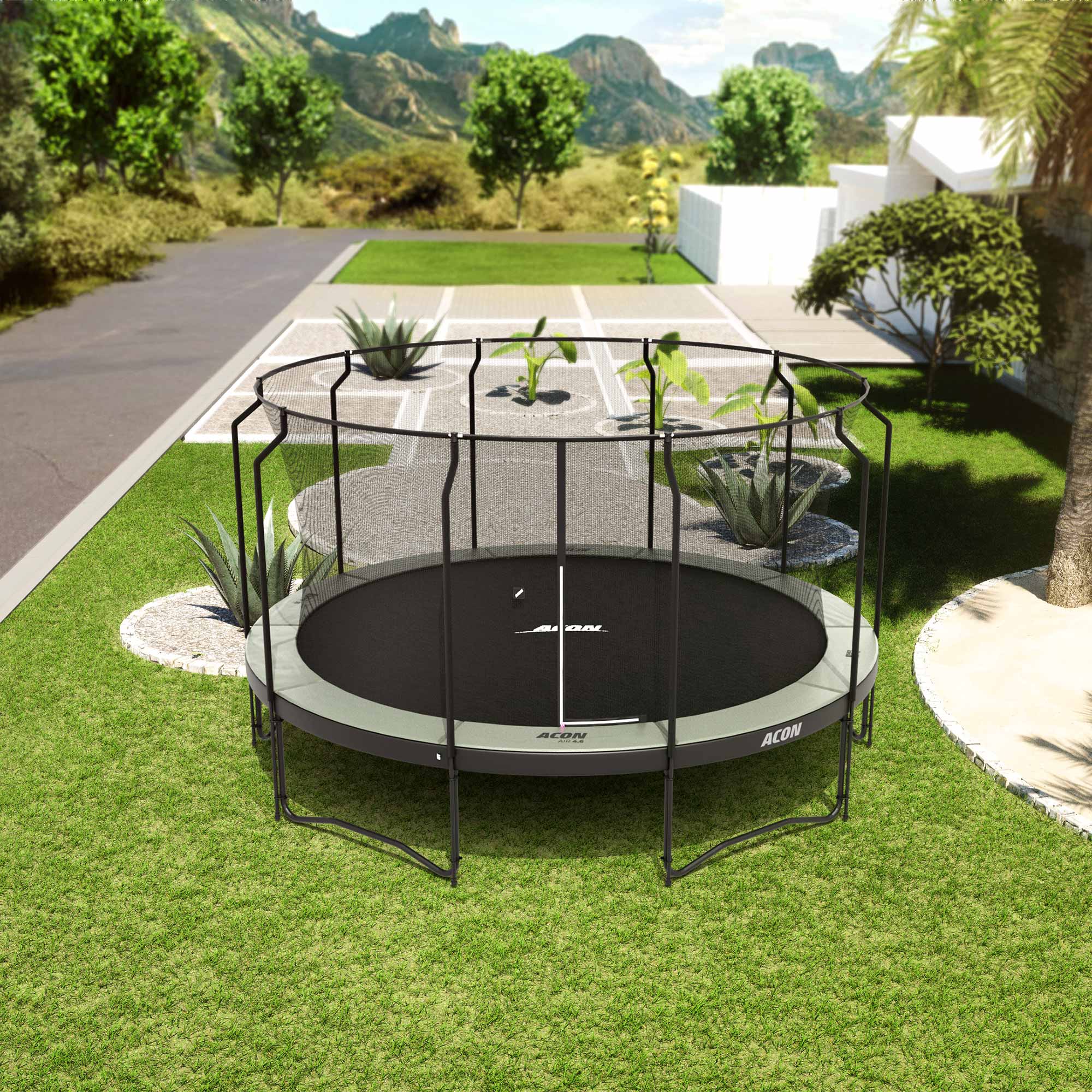 ACON Air 14ft Round Trampoline with Net & Ladder - bearplaygrounds